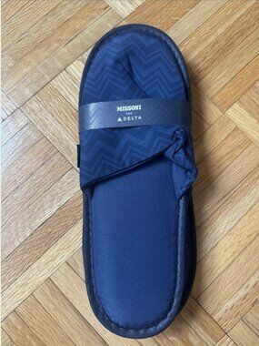NEW Missoni Navy Blue Delta One First Class Luxury Chevron Slippers Gift